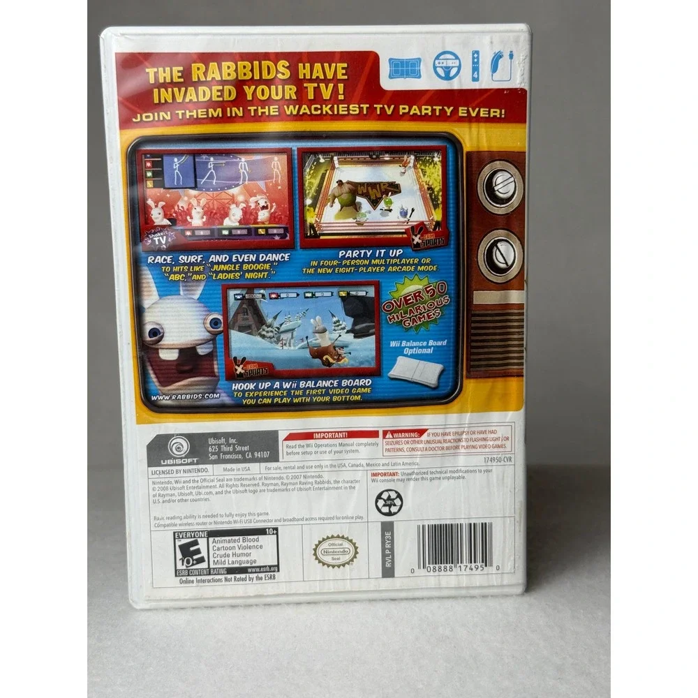 Rayman Raving Rabbids TV Party Nintendo Wii Ubisoft 2008 Game RVL-P-RY3E
